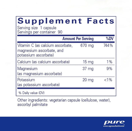 Pure Encapsulations Buffered Ascorbic Acid, 90 Capsules