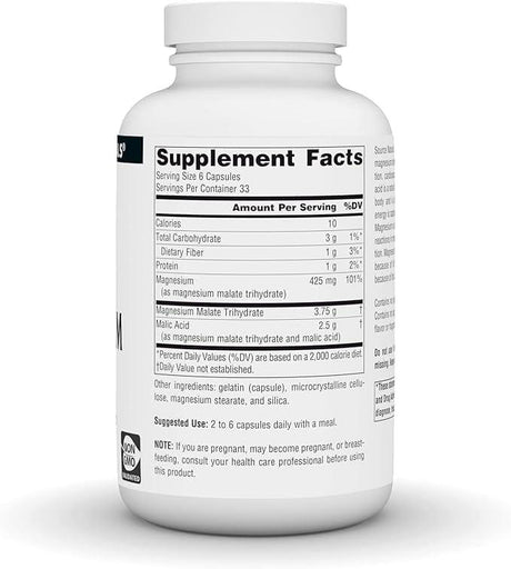 Source Naturals Magnesium Malate, 200 Capsules