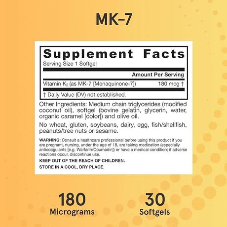 Jarrow Formulas MK-7 (Vitamin K2) 180mcg - 30 Softgels