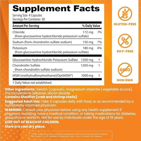 Doctor's Best Glucosamine Chondroitin MSM with OptiMSM, 240 Capsules