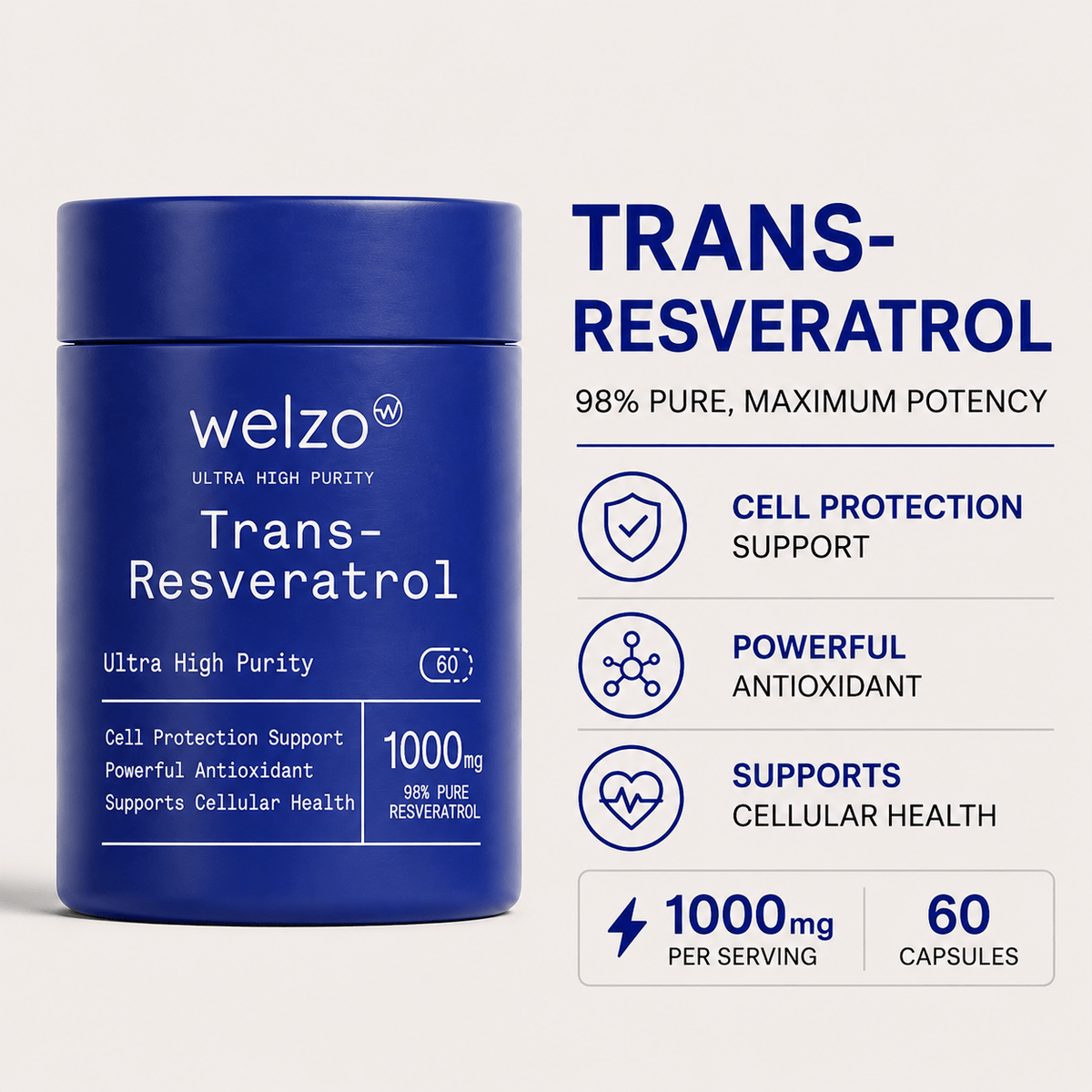 Ultra Purity Trans-Resveratrol 1000mg 98% capsules – view 4