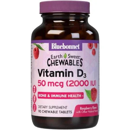 Bluebonnet Earthsweet Chewables Vitamin D3 90 Raspberry Tablets