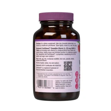 Bluebonnet Earthsweet Chewables Vitamin D3 90 Raspberry Tablets