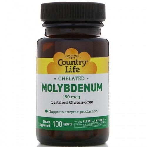 Chelated Molybdenum, 150 mcg, 100 Tablets - Country Life - welzo