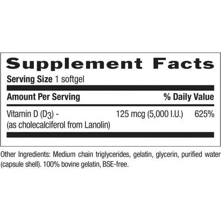 Country Life Vitamin D3 5000iu 60 Softgels