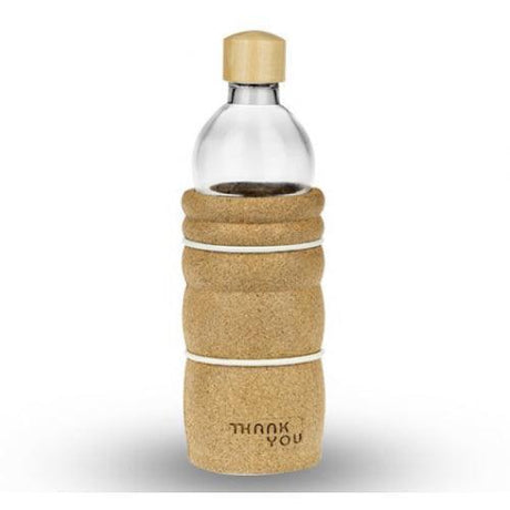 GLASS WATER BOTTLE (Eco-friendly& Reusable) 700ml – Thank You by Natures Design - welzo