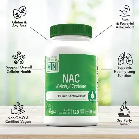 Health Thru Nutrition NAC (NAcetyl Cysteine) 600mg Veggie Capsules