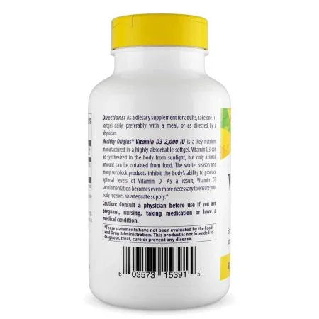Healthy Origins Vitamin D3 2,000iu Softgels