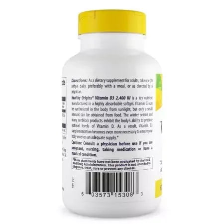 Healthy Origins Vitamin D3 2,400iu Softgels