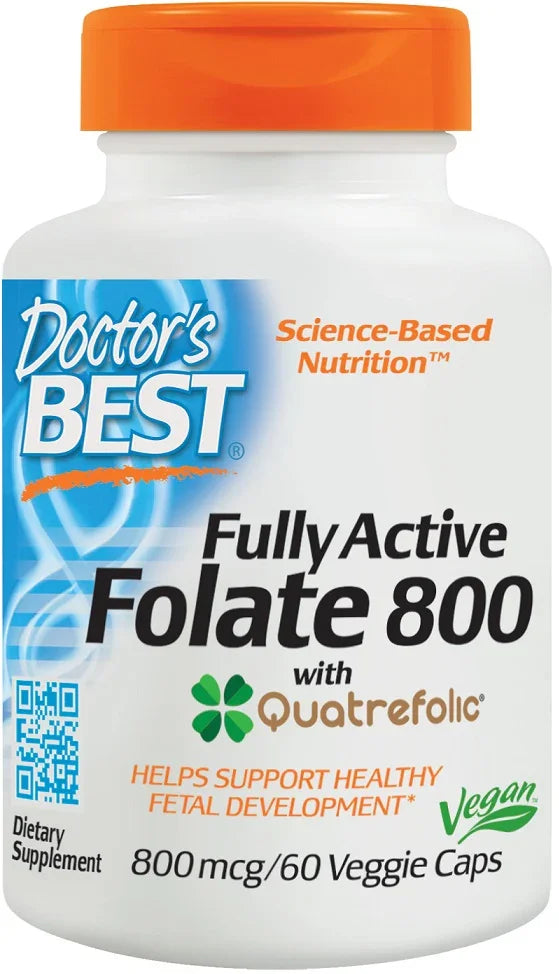 Doctor's Best Fully Active Folate 800 with Quatrefolic, 800mcg - 60 vcaps