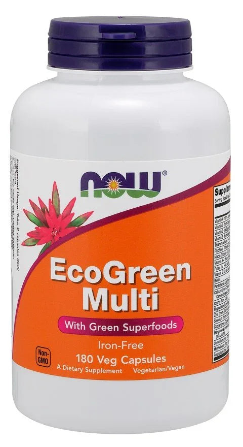 NOW Foods EcoGreen Multi, Iron Free - 180 vcaps