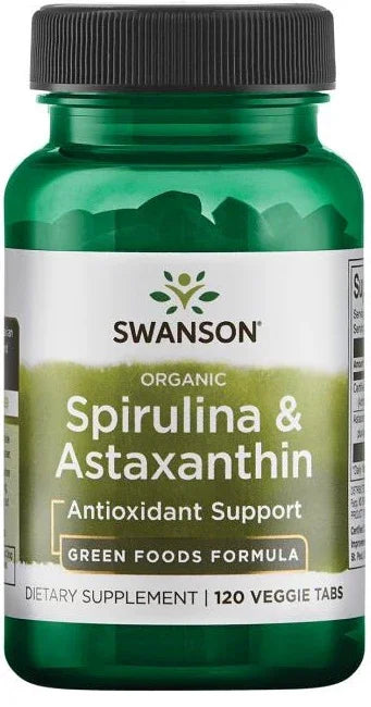 Swanson Spirulina & Astaxanthin, Organic - 120 veggie tablets