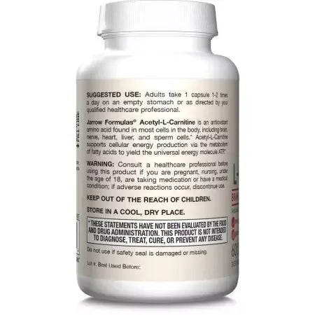 Jarrow Formulas Acetyl LCarnitine 500mg Veggie Capsules