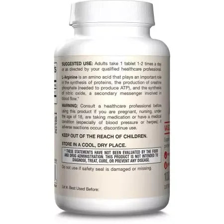 Jarrow Formulas Arginine 1000mg 100 Tablets