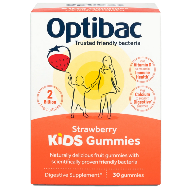 Kids Probiotics + Immune Support, 30 strawberry gummies - OptiBac - welzo