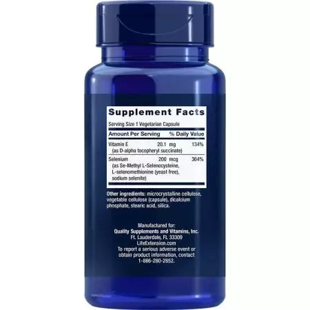 Life Extension Super Selenium Complex & Vitamin E 200 mcg 100 Vegetarian Capsules