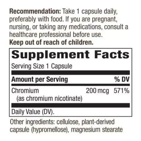 Nature's Way GTF Chromium 200mcg 100 Vegan Capsules
