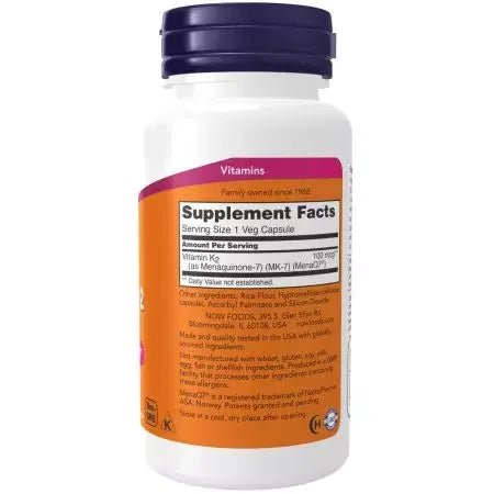 Now Foods MK7 Vitamin K2 100 mcg Veg Capsules