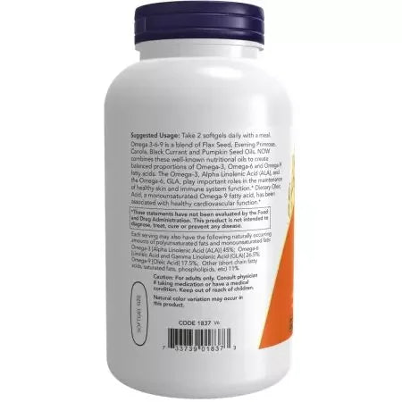 Now Foods Omega 369 1000 mg Softgels