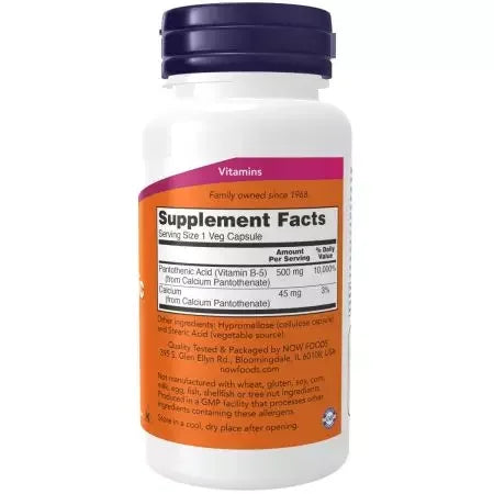 Now Foods Pantothenic Acid (Vitamin B5) 500 mg Capsules