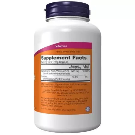 Now Foods Pantothenic Acid (Vitamin B5) 500 mg Capsules