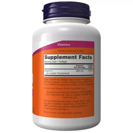 Now Foods Vitamin E400 With Mixed Tocopherols Softgels