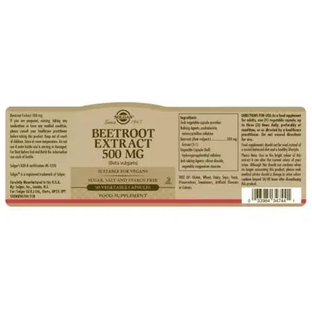 Solgar Beetroot Extract 500 mg Vegetable Capsules Pack of 90