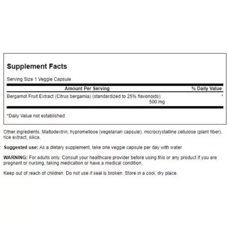 Swanson Bergamot Extract 500 mg 30 Veg Capsules