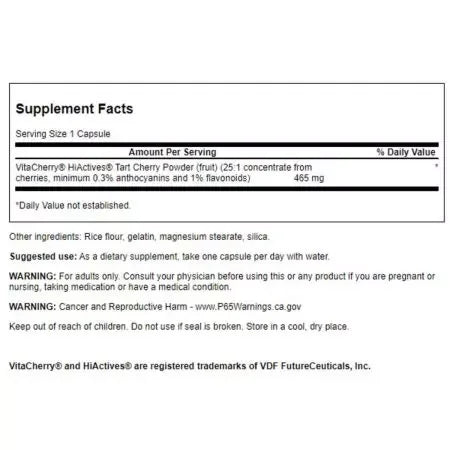 Swanson Hiactives Tart Cherry 465 mg 60 Capsules