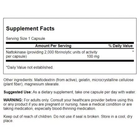 Swanson Nattokinase 2,000 FU 100 mg 30 Capsules