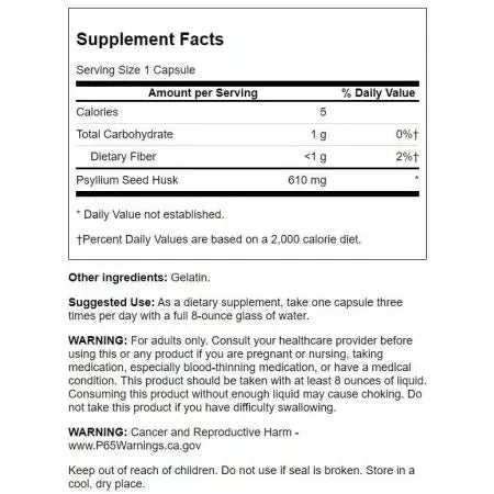 Swanson Psyllium Husks 610 mg 300 Capsules