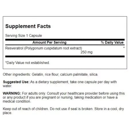 Swanson Resveratrol 250mg 30 Capsules