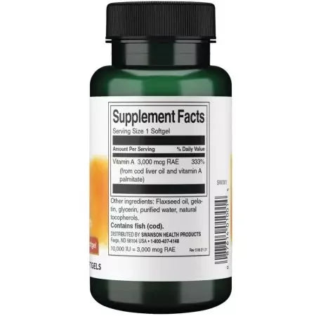 Swanson Vitamin A 10,000iu (3,000mcg) 250 Softgels