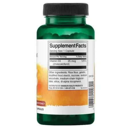 Swanson Vitamin D3 High Potency 1,000 IU (25 mcg) Capsules