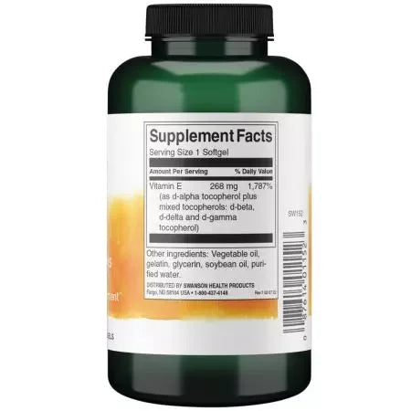Swanson Vitamin E Mixed Tocopherols 400iu Softgels