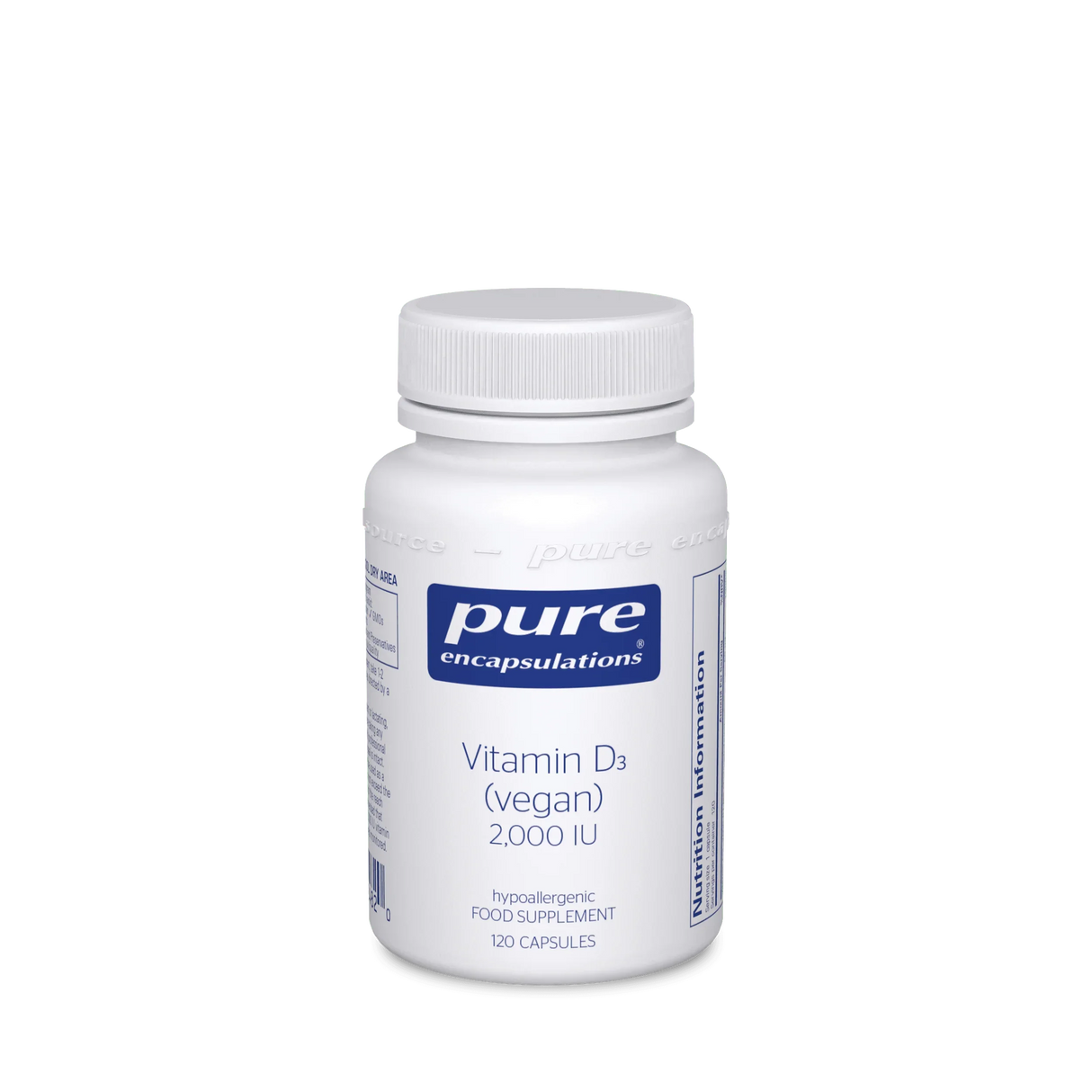 Vitamin D3 (Vegan) 2,000 IU, 120 Capsules - Pure Encapsulations - welzo