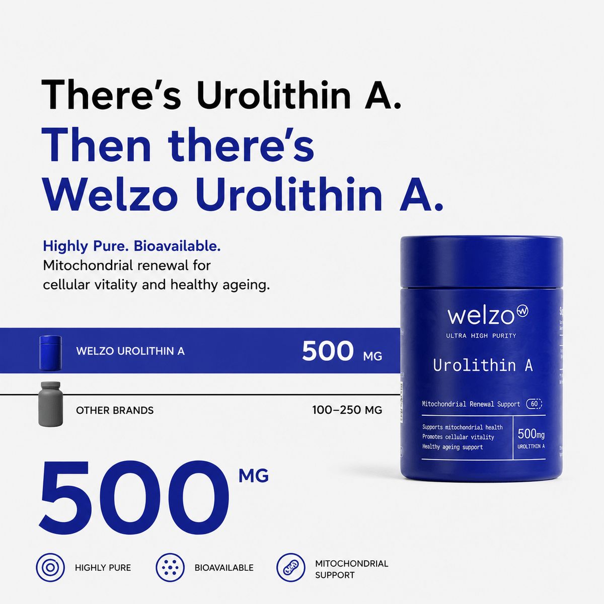 Ultra Purity MitoRenew Urolithin A 500mg mitophagy capsules – view 2