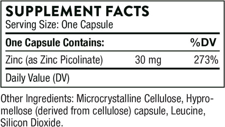 Thorne Zinc Picolinate 30mg 60 Veggie Caps