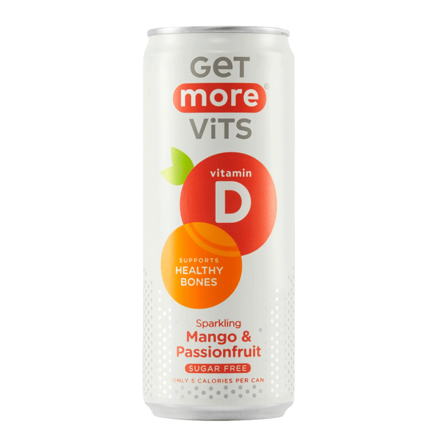 Get More Vits Vit D Can 12x330ml Sparkling Mango & Passionfruit