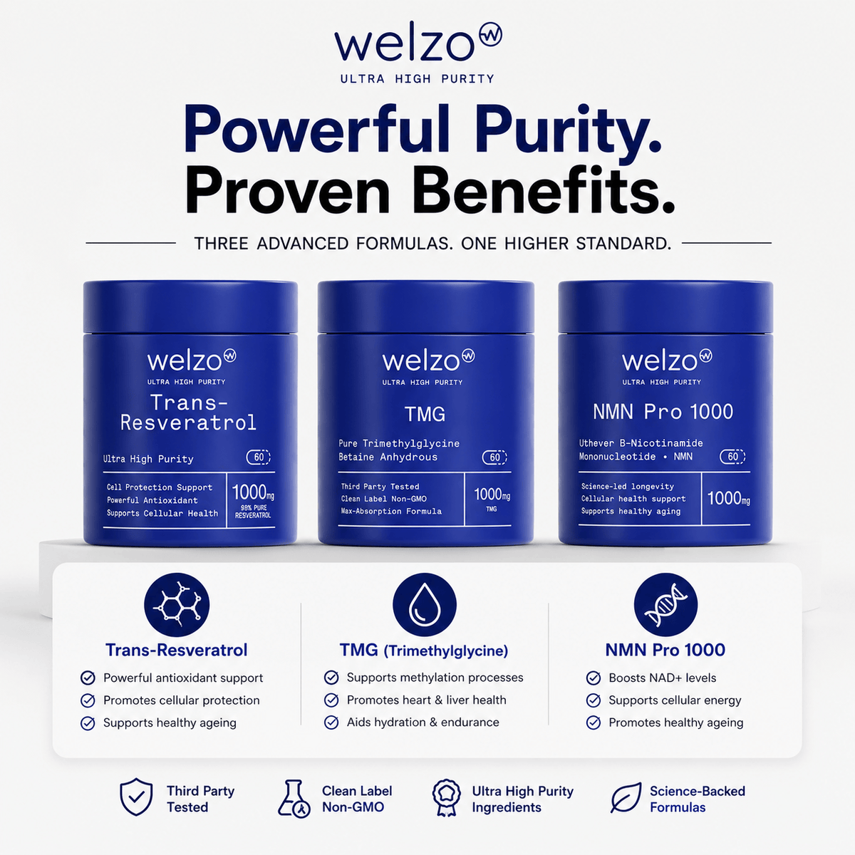 Welzo Platinum Longevity bundle full-body MOT NMN resveratrol TMG – view 2