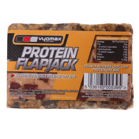 Vyomax Nutrition Protein Flapjacks 12x100g Peanut Butter & Choc Chip