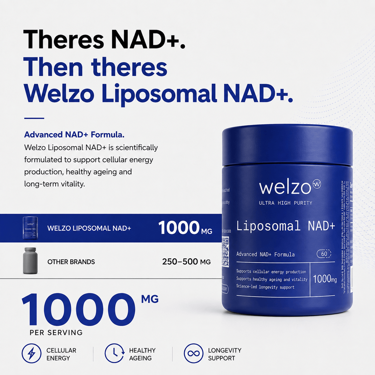 Ultra Purity Liposomal NAD+ 1000 advanced absorption capsules – view 2