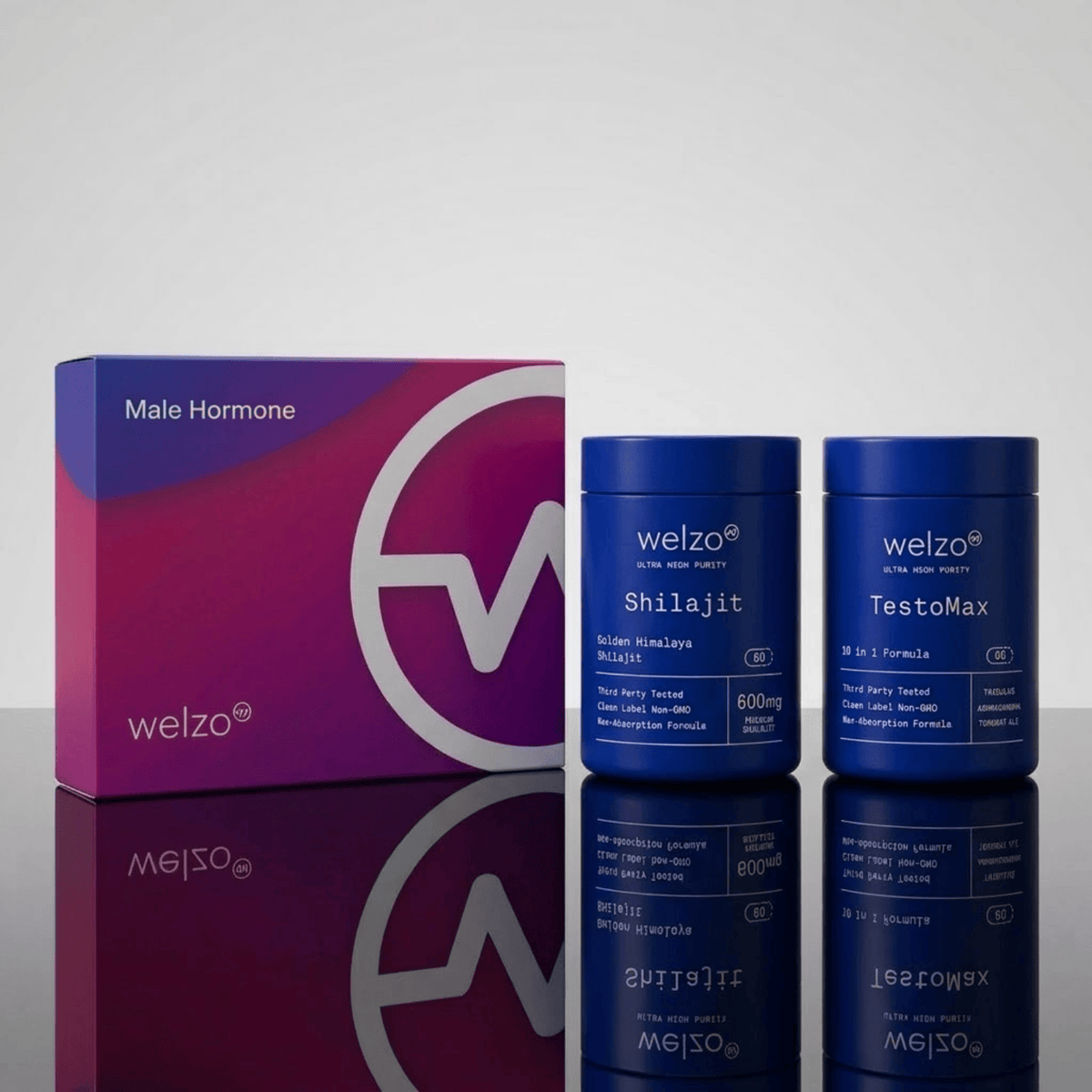 Welzo men's hormone test bundle TestoMax shilajit