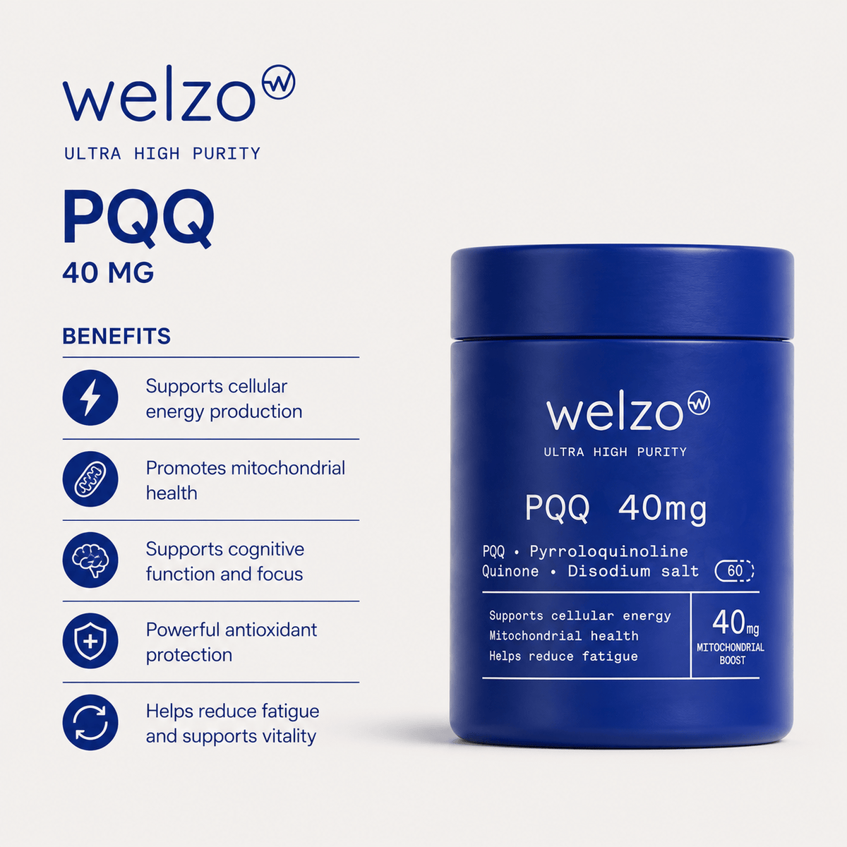 Ultra Purity PQQ 40mg pyrroloquinoline quinone capsules – view 3