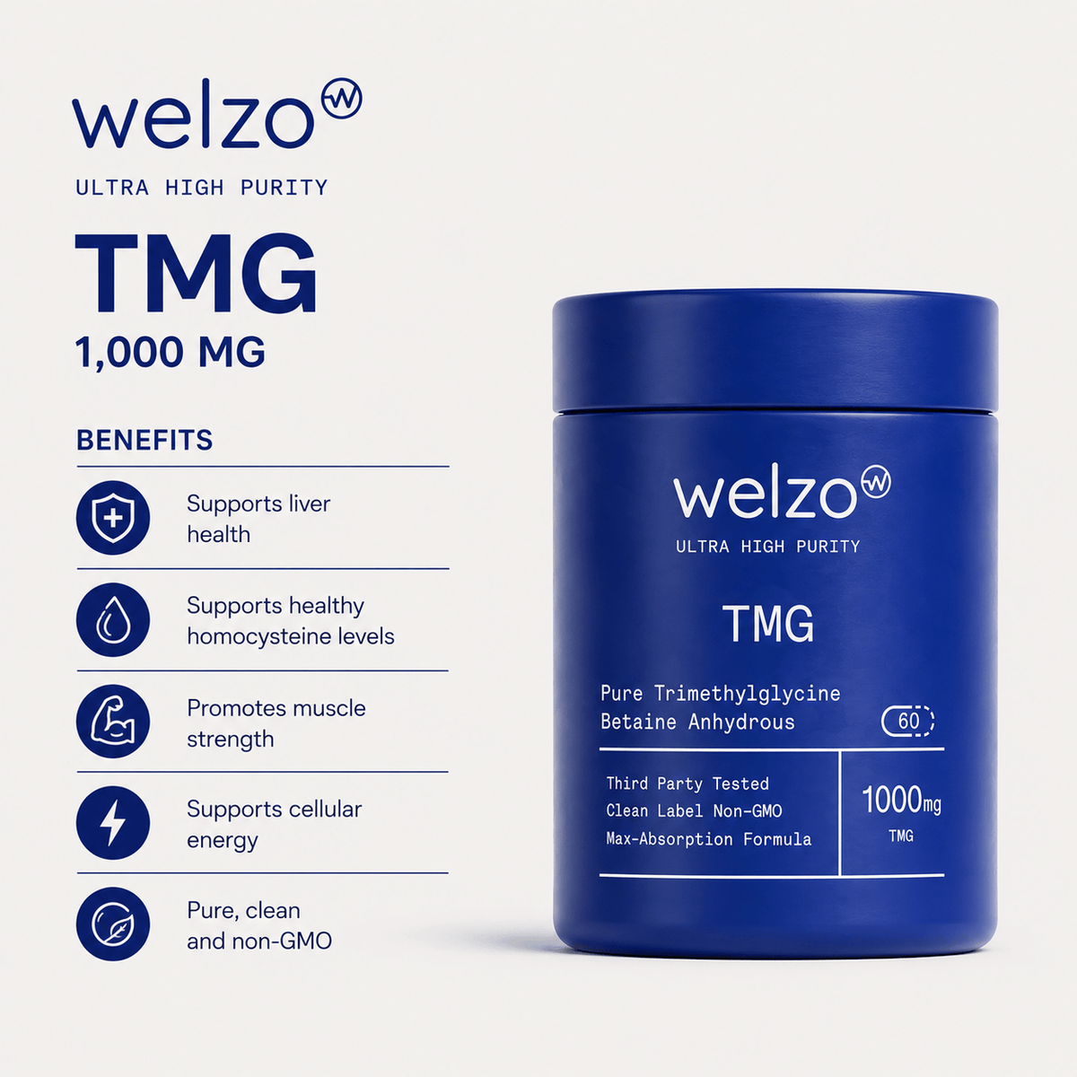 Ultra Purity TMG trimethylglycine methylation support capsules – view 4