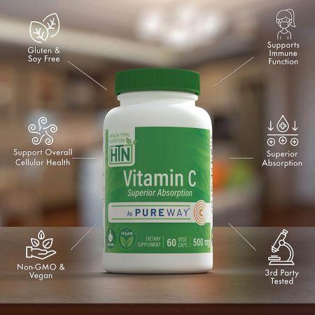 Health Thru Nutrition Vitamin C 500mg 60 Veggie Capsules
