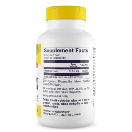 Healthy Origins Biotin 10,000mcg Veggie Capsules