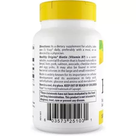 Healthy Origins Biotin 5,000mcg Veggie Capsules