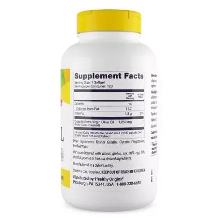 Healthy Origins Extra Virgin Olive Oil 1,250mg 120 Softgels