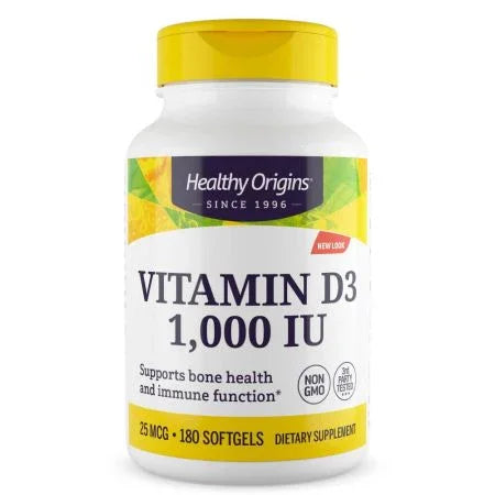 Healthy Origins Vitamin D3 1,000iu 180 Softgels